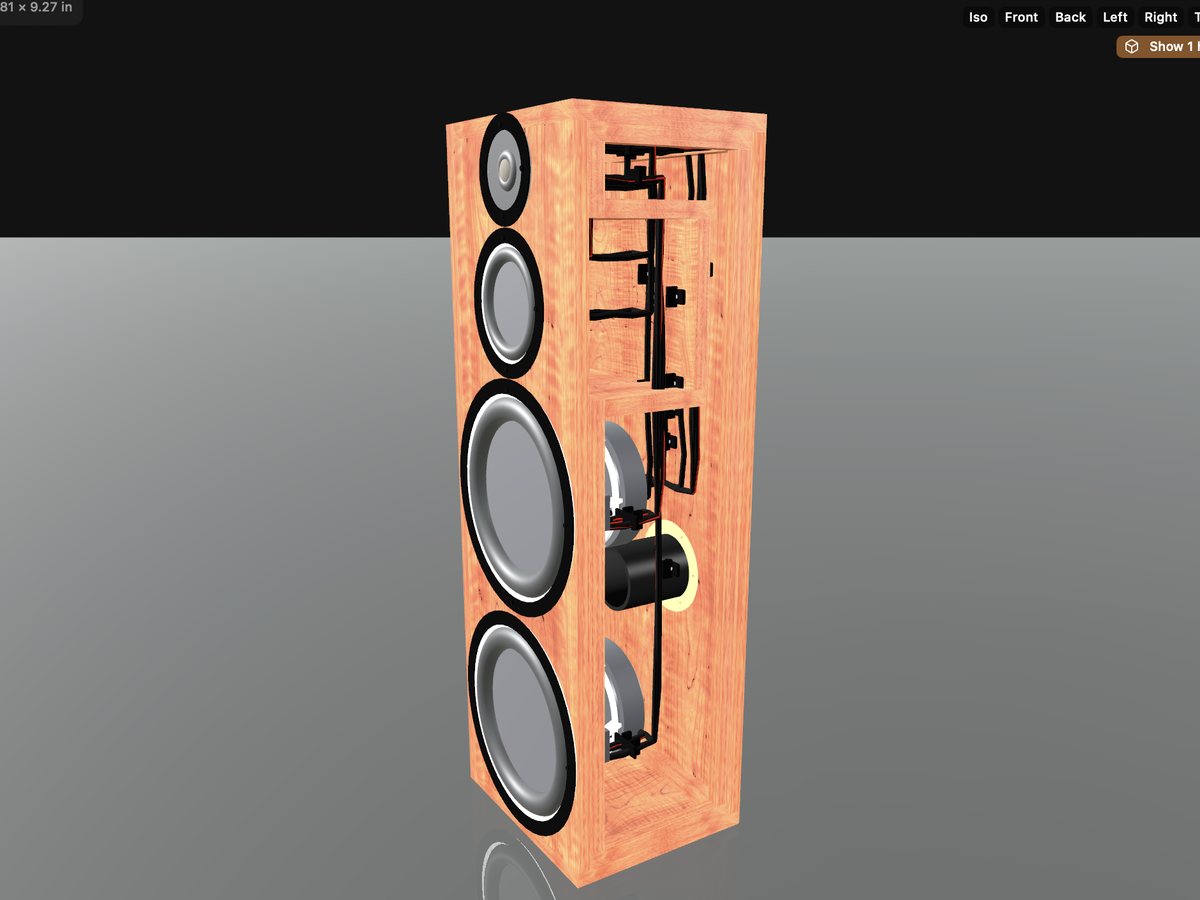 A cherry three-way tower designed in SDS